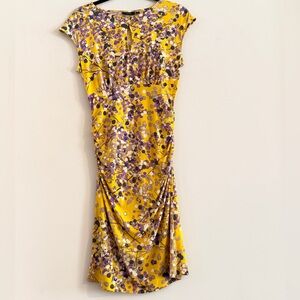 Apt. 9 Yellow and Purple Asymmetrical Ruched Dress Size M
